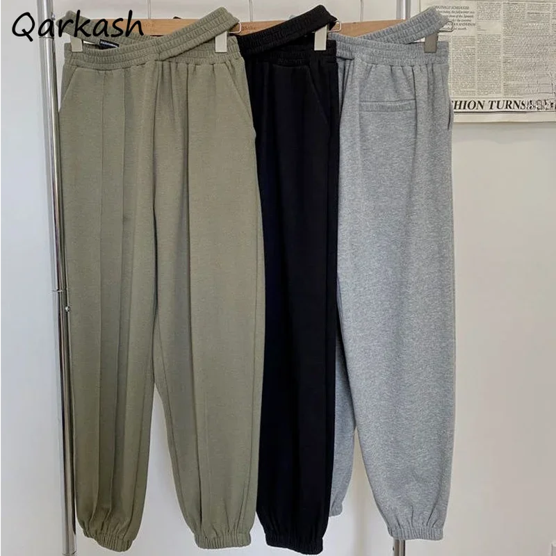 Pants Women Elastic Waist Casual Stylish Solid Criss-cross Design Spring Empire High Street All-match Breathable Ins New Arrival