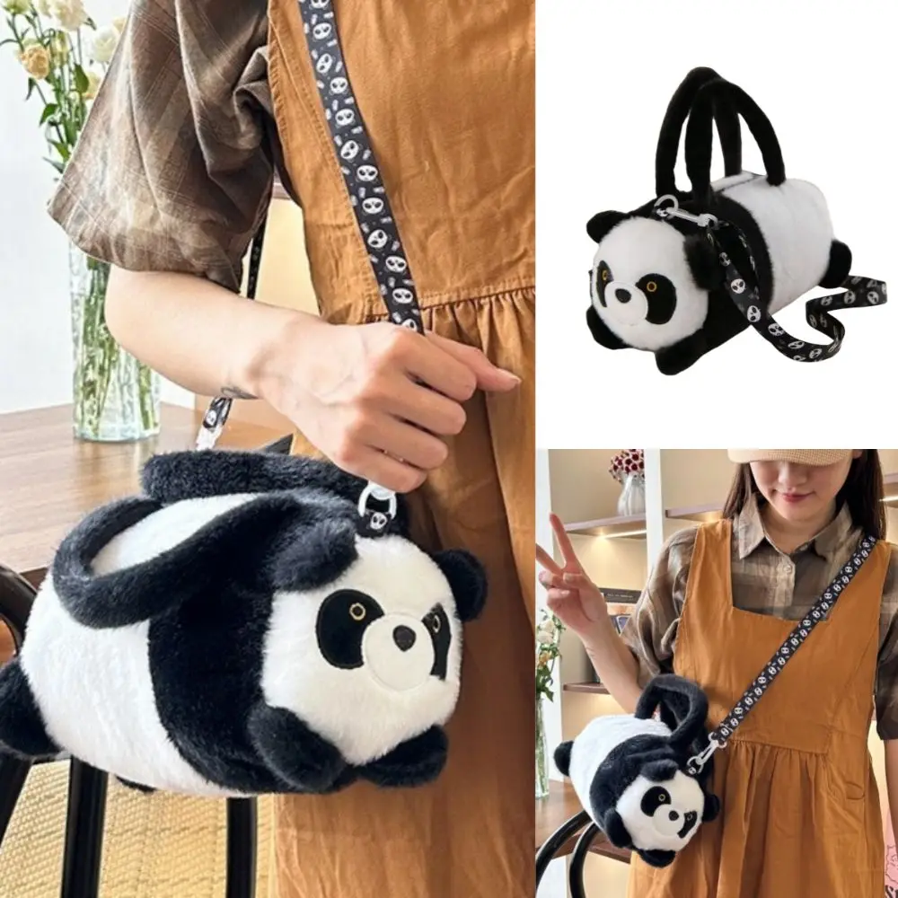 Bolsa de almacenamiento de Panda Kawaii para niños, bolso de cubo de Animal de dibujos animados suave de felpa, bolso de gran capacidad de estilo coreano