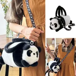 Kawaii Cute Panda Storage Bag Plush Soft Cartoon Animal Bucket Bag Korean Style Large Capacity Handbag for Children