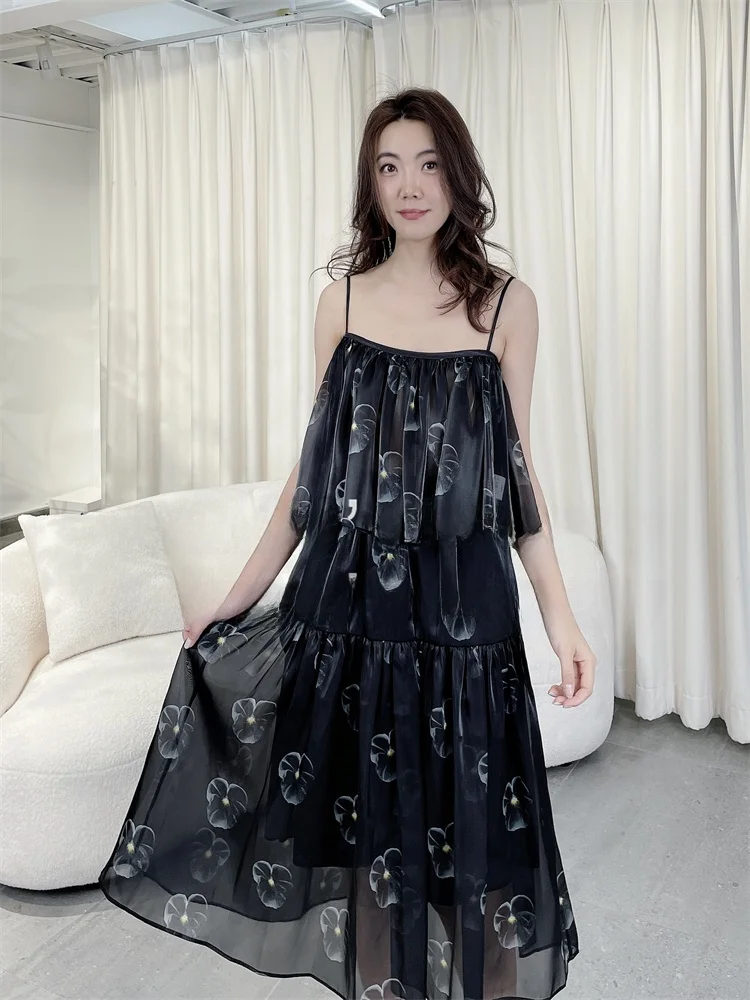 

Printed Fluffy Strap Top Women's Vest Faionable Handpied Summer Commute Sle Regular Length 25-29 Years Old