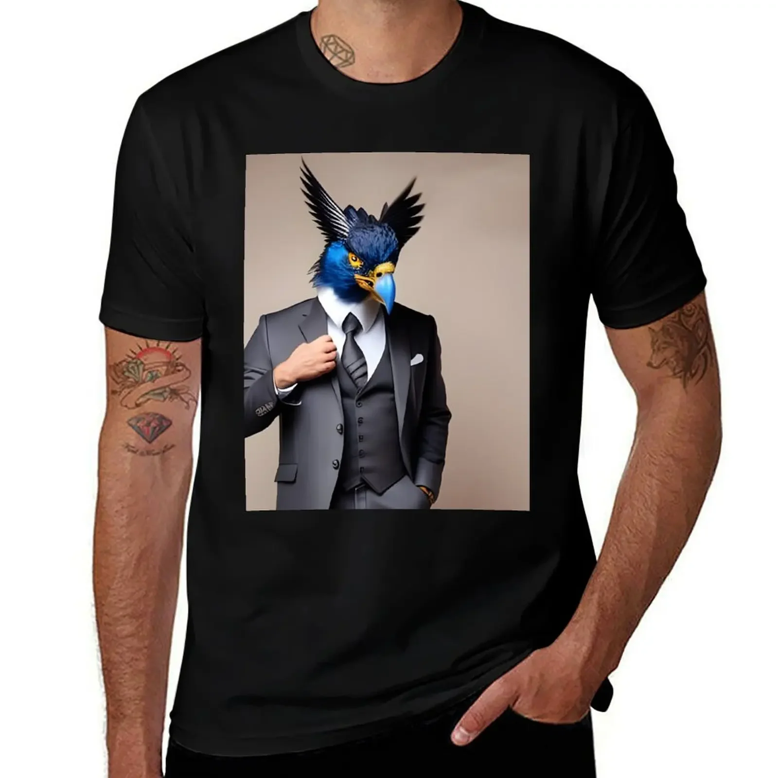 Animals in Clothes, Pet Portrait, Animal in Suit, Animal Head Human Body T-Shirt anime vintage t shirt men