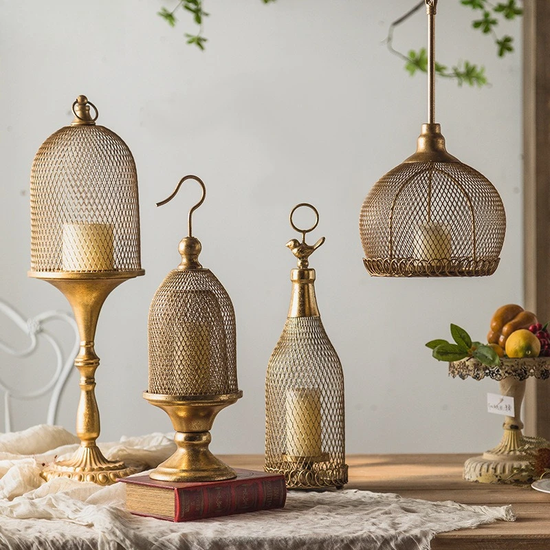 Ancient and old hollow candle holder, home venue arrangement props, hanging candle holder handicrafts