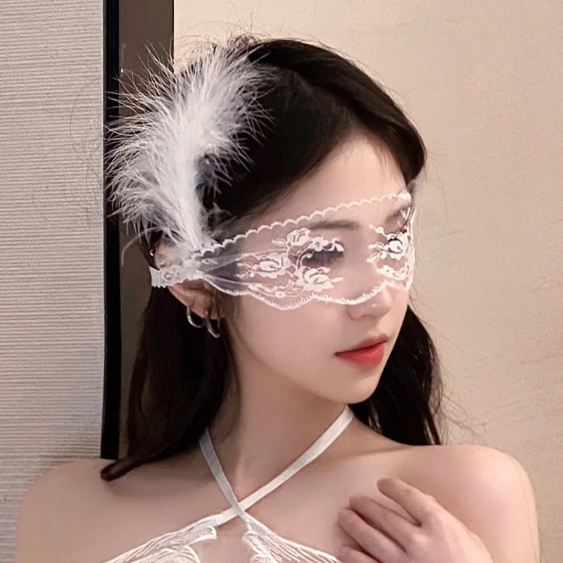 المرأة الغريبة الأسود جوفاء مثير الدانتيل أقنعة العين الشفافة الأبيض انقطاع التصحيح الغمامة قناع تنكر تأثيري حفلة موسيقية الدعائم