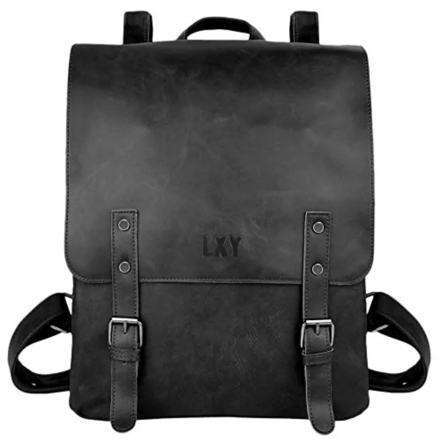 

Vegan Leather Backpack Vintage Laptop Bookbag for Women Men, Faux Leather Backpack Purse Bookbag Weekend Travel Daypack