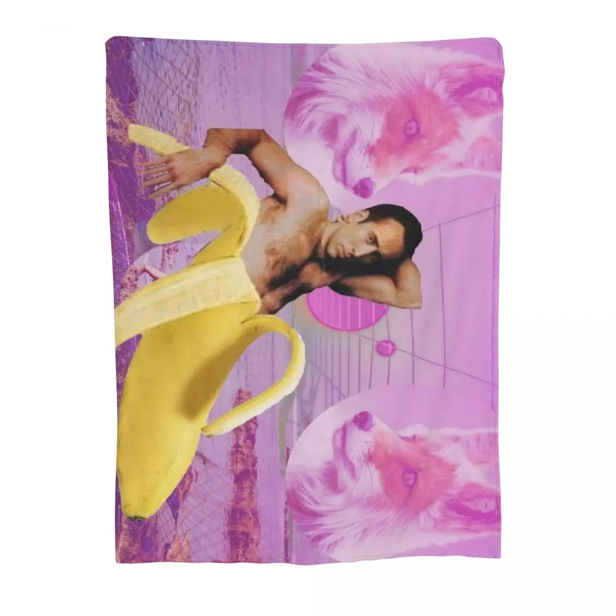 Nicholas Cage Banana Vaporwave An Ultra-Soft Micro Fleece Blanket