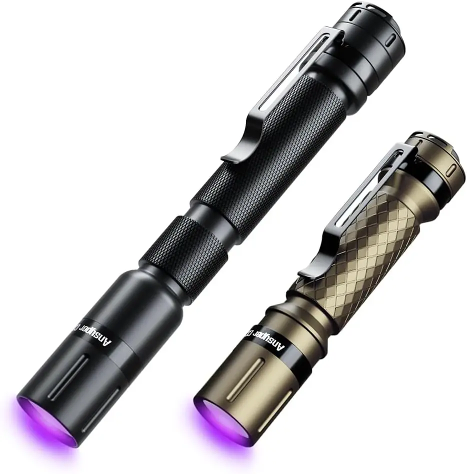 

395nm UV Flashlight 2 Pack, Mini Black Light Penlight for Pet Urine Detection, Hotel Cleaning, ID Check