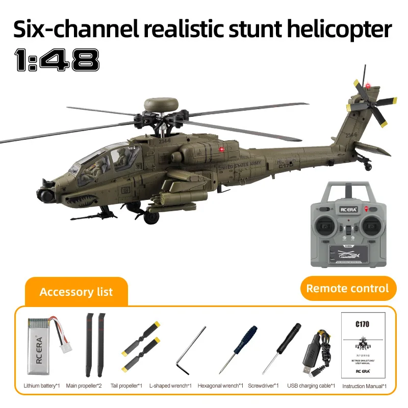 Rc Era Remote Control Helicopter Six Channel 1 To 25 Scale Single Rotor No Aileron Realistic Stunt Model For Outdoor Hobby