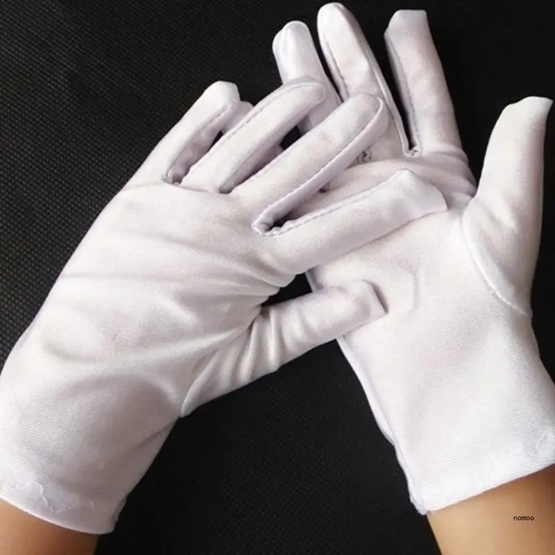 Guantes blancos para niños escuela primaria, guantes elásticos LICRA para niños y niñas