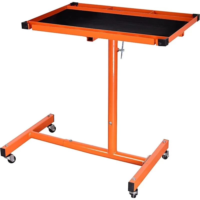 

Mechanic Rolling Tool Tray with Drawer Work Table, 34.25-46.85 in, Orange