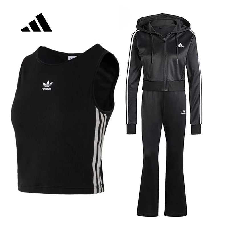 

Adidas GLAM TRACK SUIT Women's Casual Long Sleeve Tracksuit + Slim Sleeveless Sports Vest IN1836 KB6417