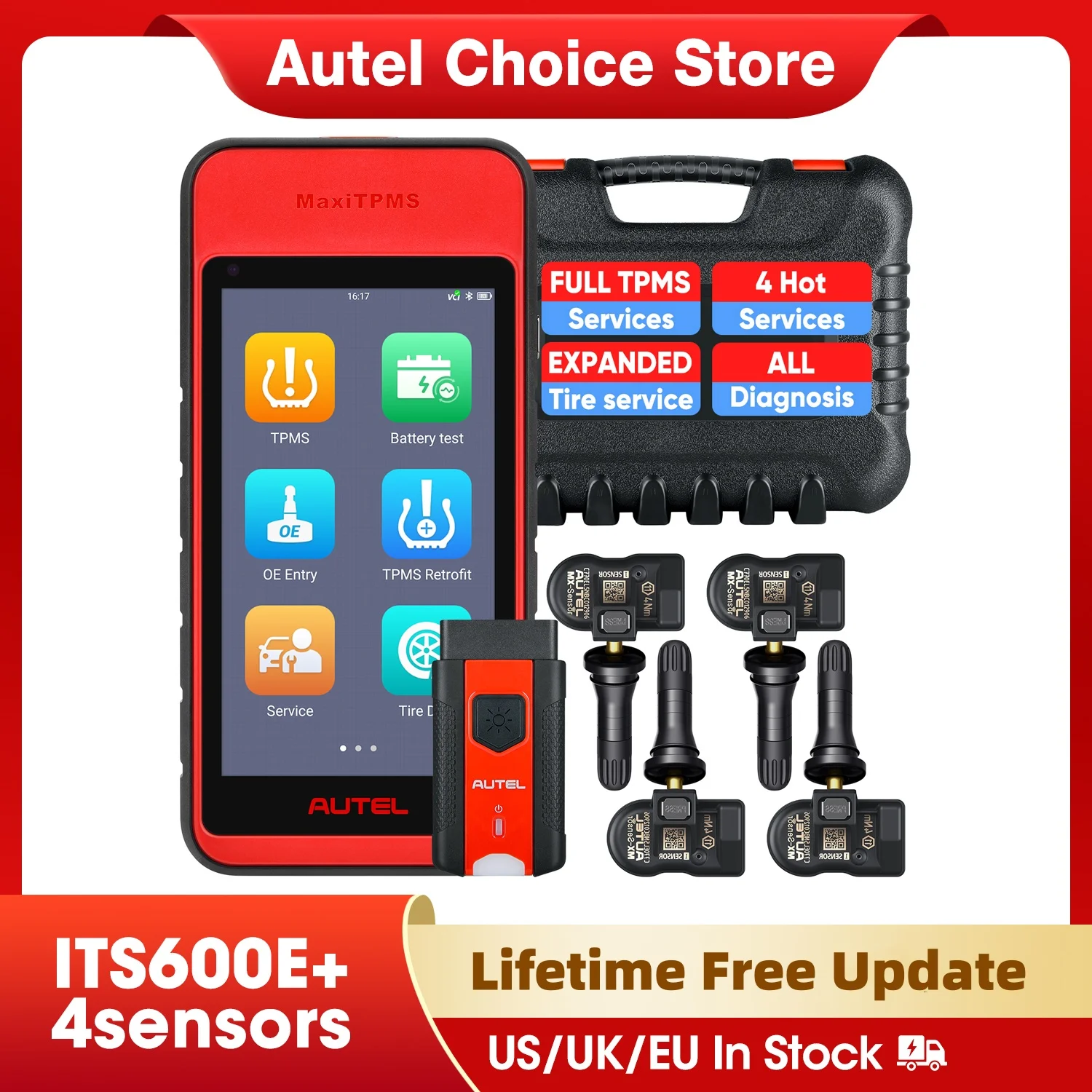 Autel MaxiTPMS ITS600E TPMS Diagnostics MX-Sensor Strumento di programmazione Attivare/Rilasciare tutte le funzioni dei sensori EPB SAS BMS Ripristino olio