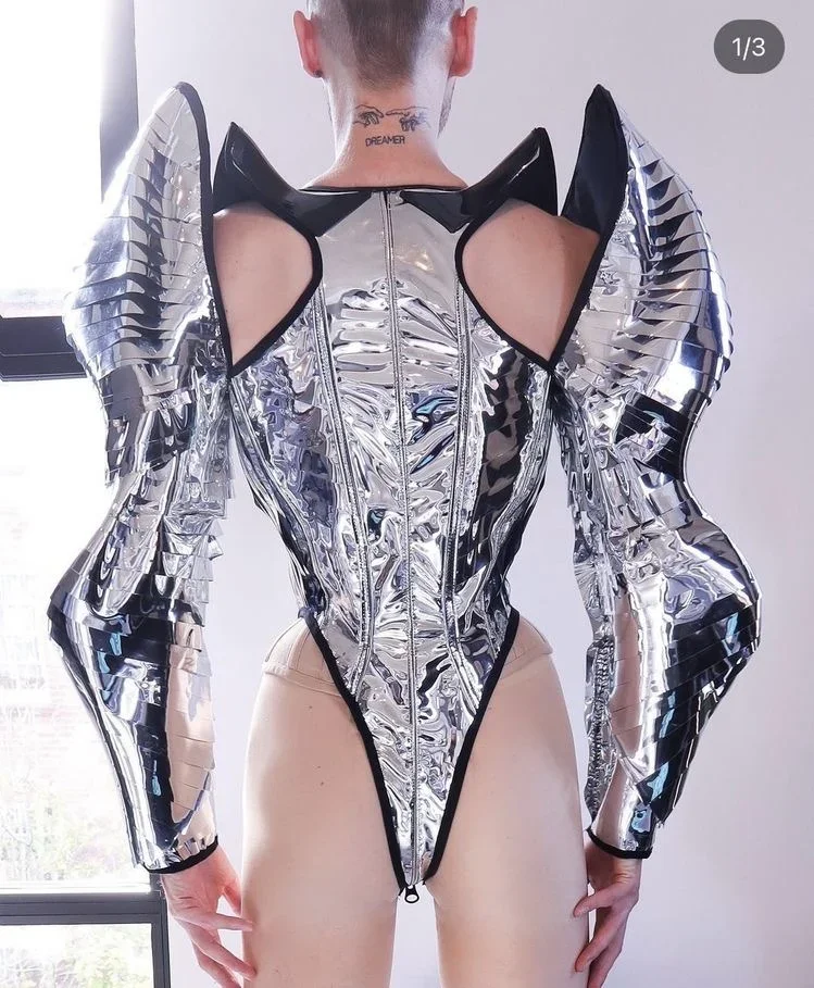 Sharp Shoulder Mirror Bodysuit Drag Costumes Show Party eveningsinger Drag Queen Club Party Birthday Special Ocassion rave