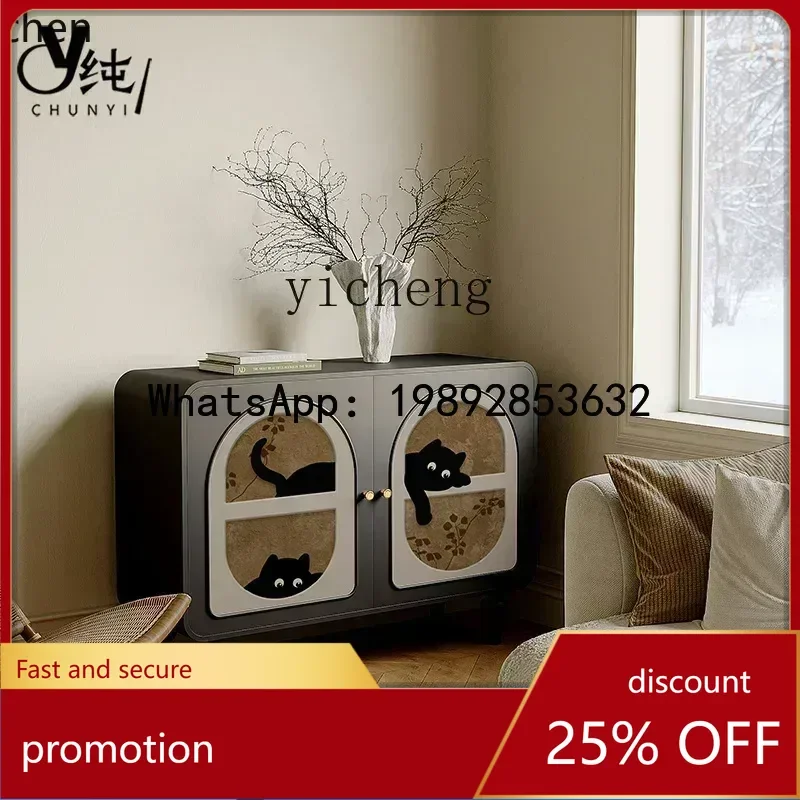 

YFY Entrance Cabinet Living Room Bedroom Wall Solid Wood Storage Painted Cartoon Storage Cabinet