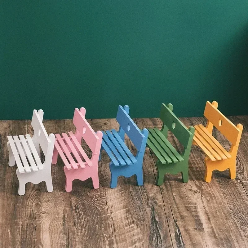 Mini Creative Doll Housefurniture Toys Bench Home Decoration Solid Color Small Bench Shooting Background Props Garden Ornaments