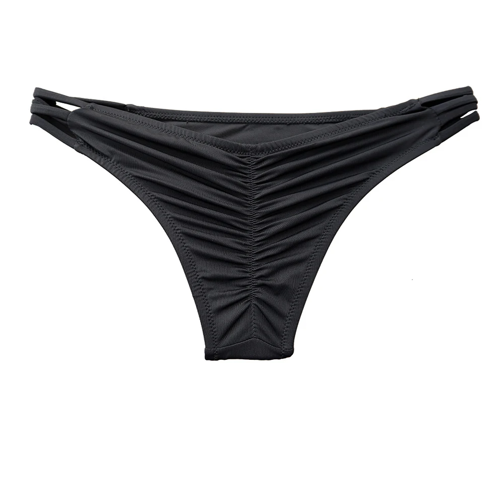 Bikini da donna all\'ingrosso perizoma inferiore costume da bagno Sexy costumi da bagno Vintage nero brasiliano Biquini Shirring sfacciato Bikini