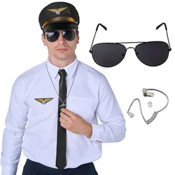 Halloween handsome police cos walkie-talkie headset black sunglasses two-piece set