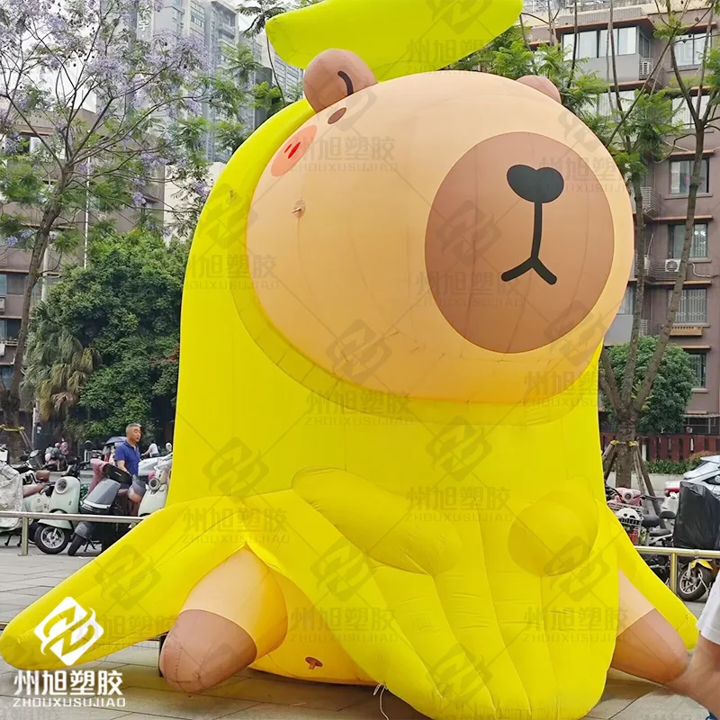 Lovely Blow-up Giant Capybara Inflatable Mascot Equipped with Blowers, Display Ornament for Mall Plaza & Theme Party Activities