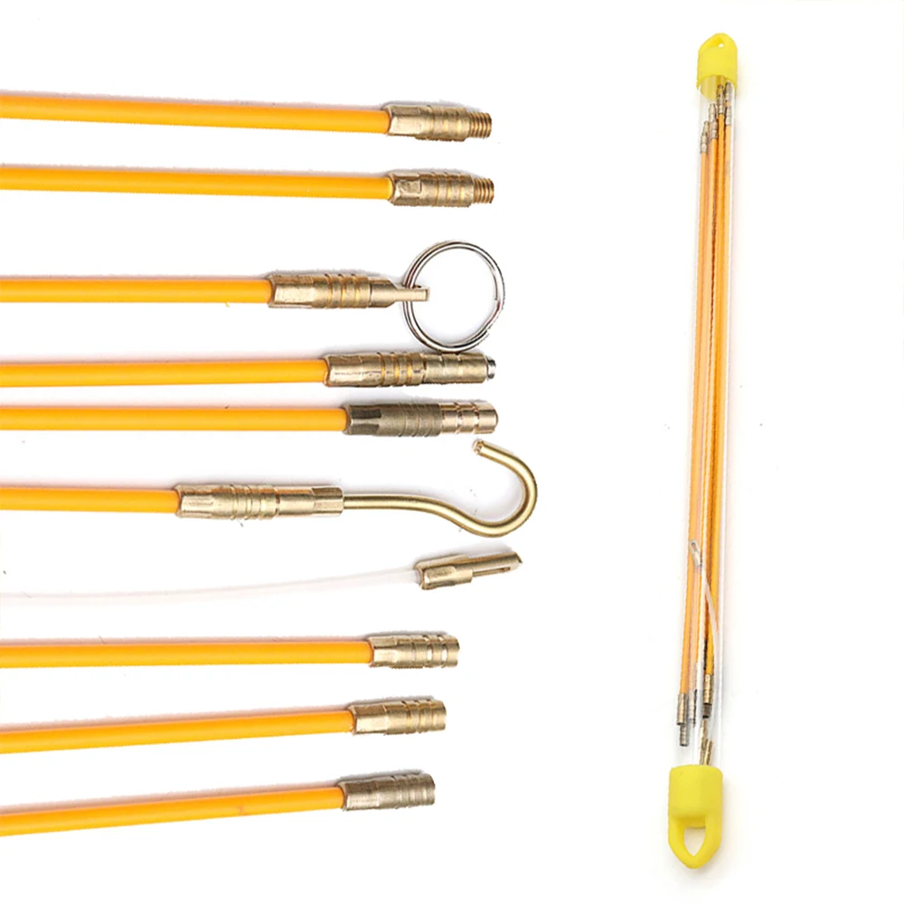 33/45cm yellow/blue 4mm Fiberglass Cable Push Puller Wire Running Rods Pulling Kit Diameter Electrical Wires Hook Guide Device