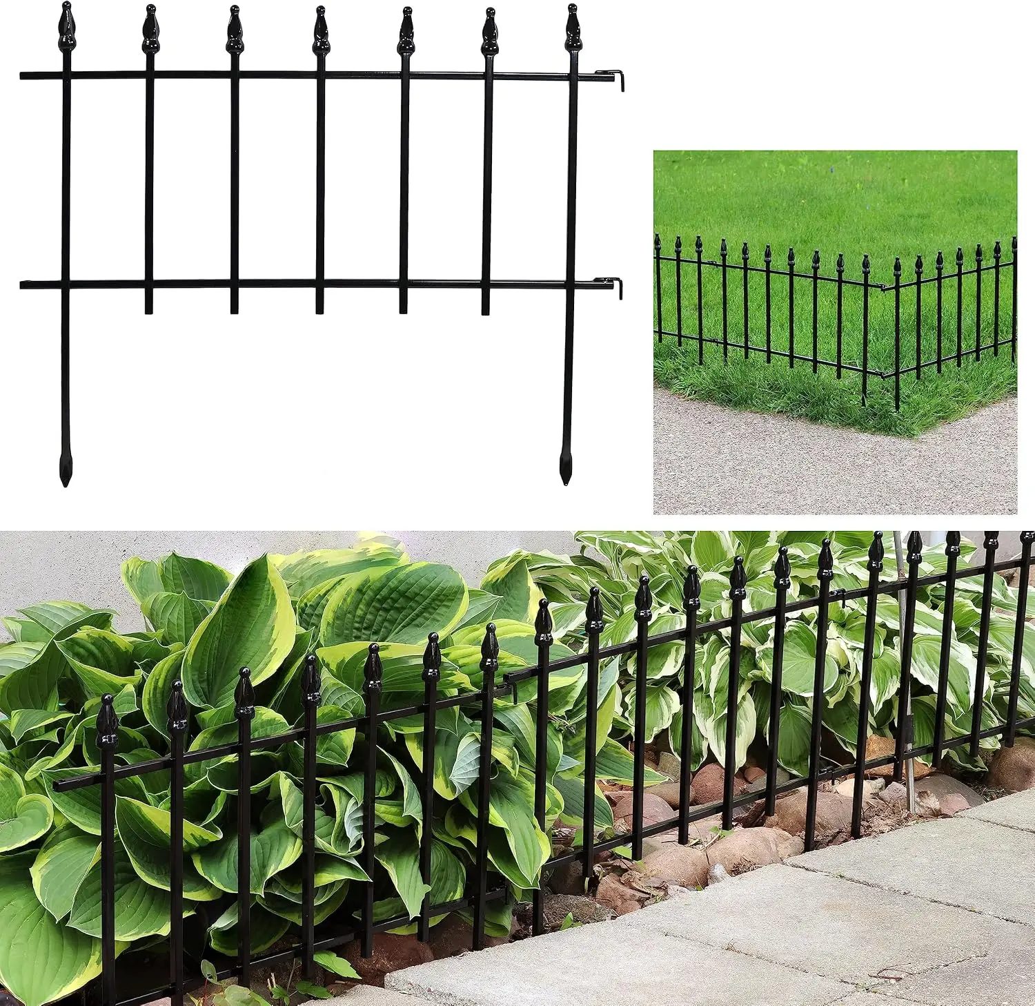Decorative Garden Fence Border, 9ft, 5 Panels, Black | 22