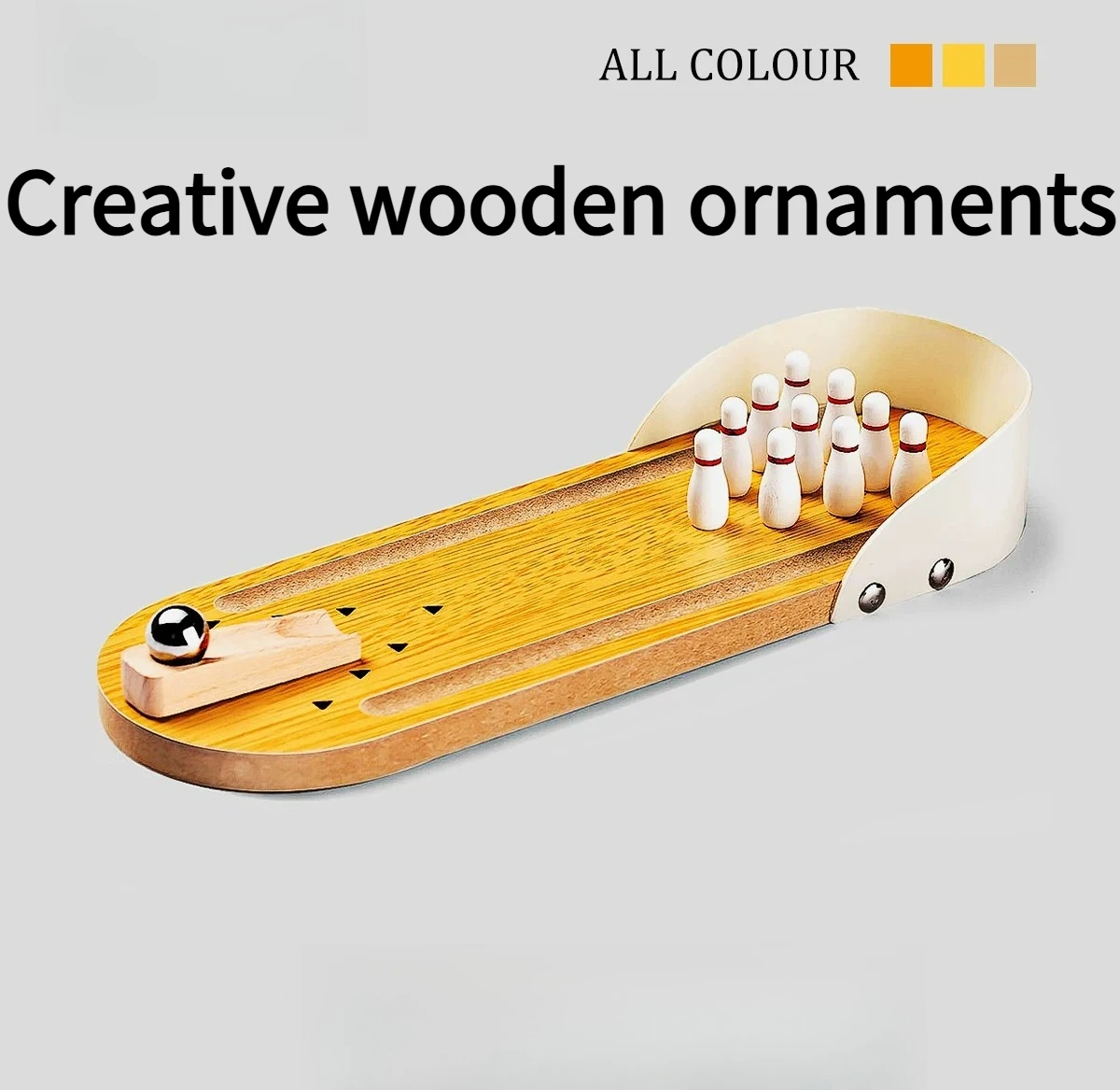 Creative Bowling Wooden Ornaments Home Desktop Decoration Mini Micro Landscape Puzzle Crafts