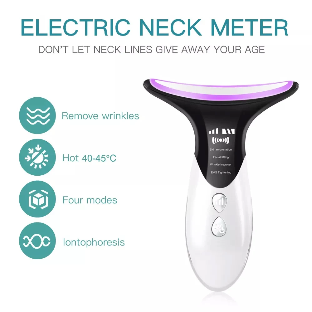 Portable Skin Tightening Beauty Toning Device EMS Microcurrent LED Photon Therapy Face Neck Anti Aging Wrinkle Remover Machine