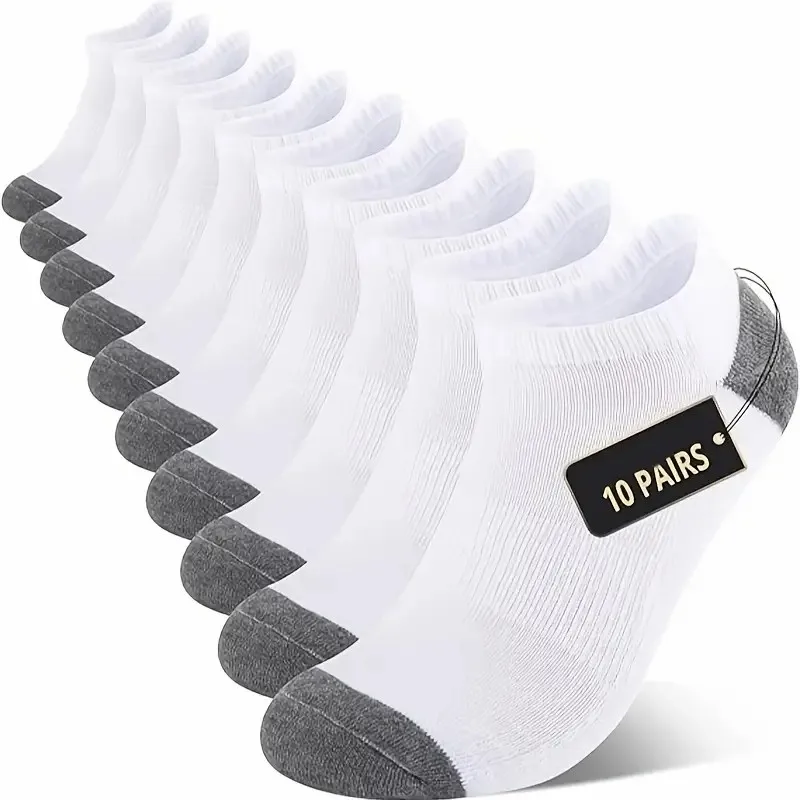 10/30 Pair Neutral Solid Color Low-Top Sports Socks Spring Summer Sweat Absorbing Breathable Comfortable All-Season Leisure Sock view 5
