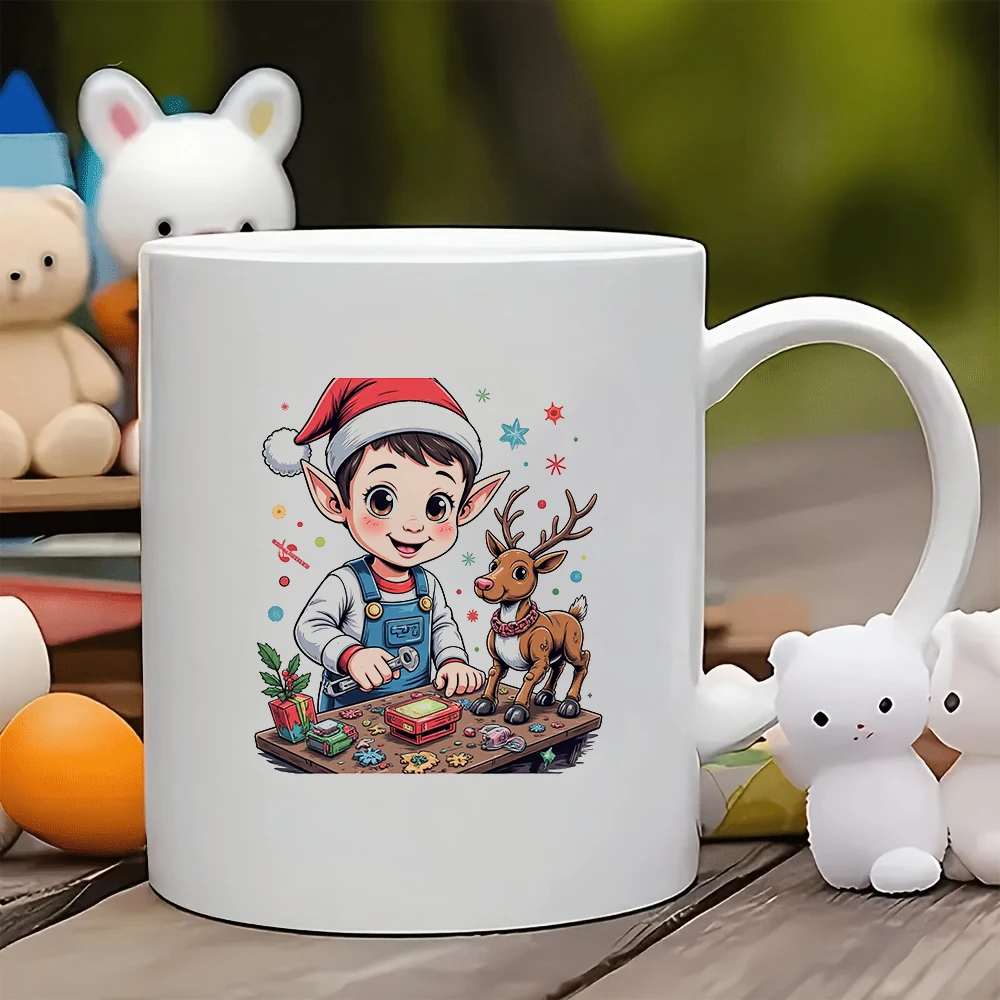 

Cartoon Elf Christmas Hat Mug 11OZ Kids Cup Home & Office Holiday Gift Creative Cup Essential for Christmas