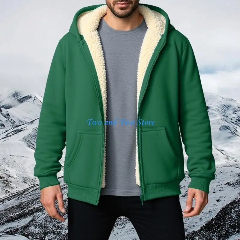 Picture 5: HX6F Men’s Cosy Fleece Lined Zip Front Hoodie Winter Coat Cold Weather Design Wear