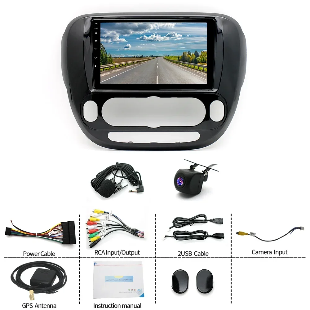 9 بوصة 2 + 32G WIFI سيارة مناسبة ل Carplay ستيريو راديو الملاحة لكيا سول 2013-2019 Android13.0 سيارة مشغل وسائط متعددة راديو تلقائي