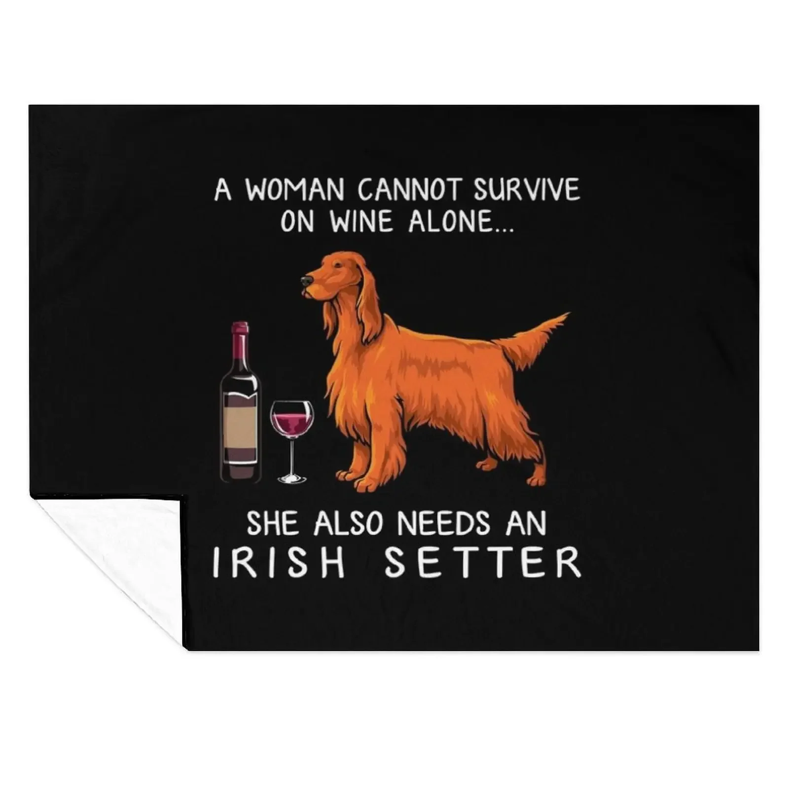 

Irish Setter and wine Funny dog Throw Blanket wednesday Moving for winter Vintage Blankets