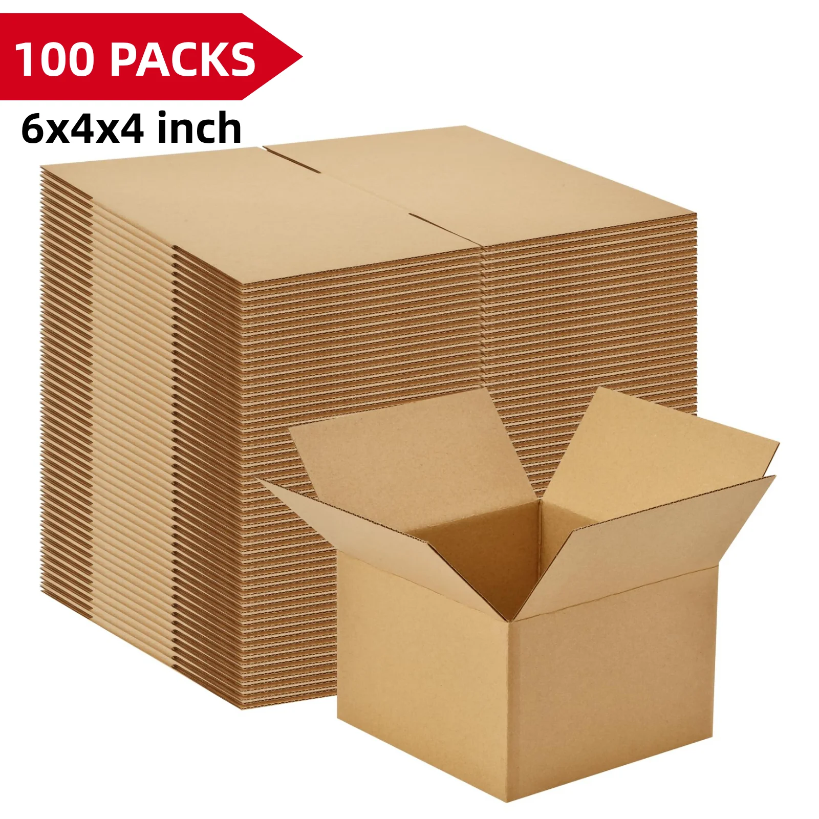100Pack 6x4x4 Inch Corrugated Shipping Boxes, Small Cardboard Mailers for Packaging, Mailing, Moving, Storage,Small Business Use