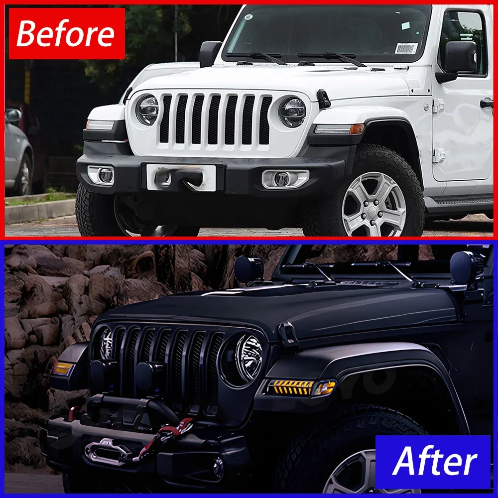 

Для Jeep Wrangler 2018-2024 автомобильный указатель поворота в сборе, обновленный высококачественный светодиодный динамический указатель поворота, аксессуары Plug and Play