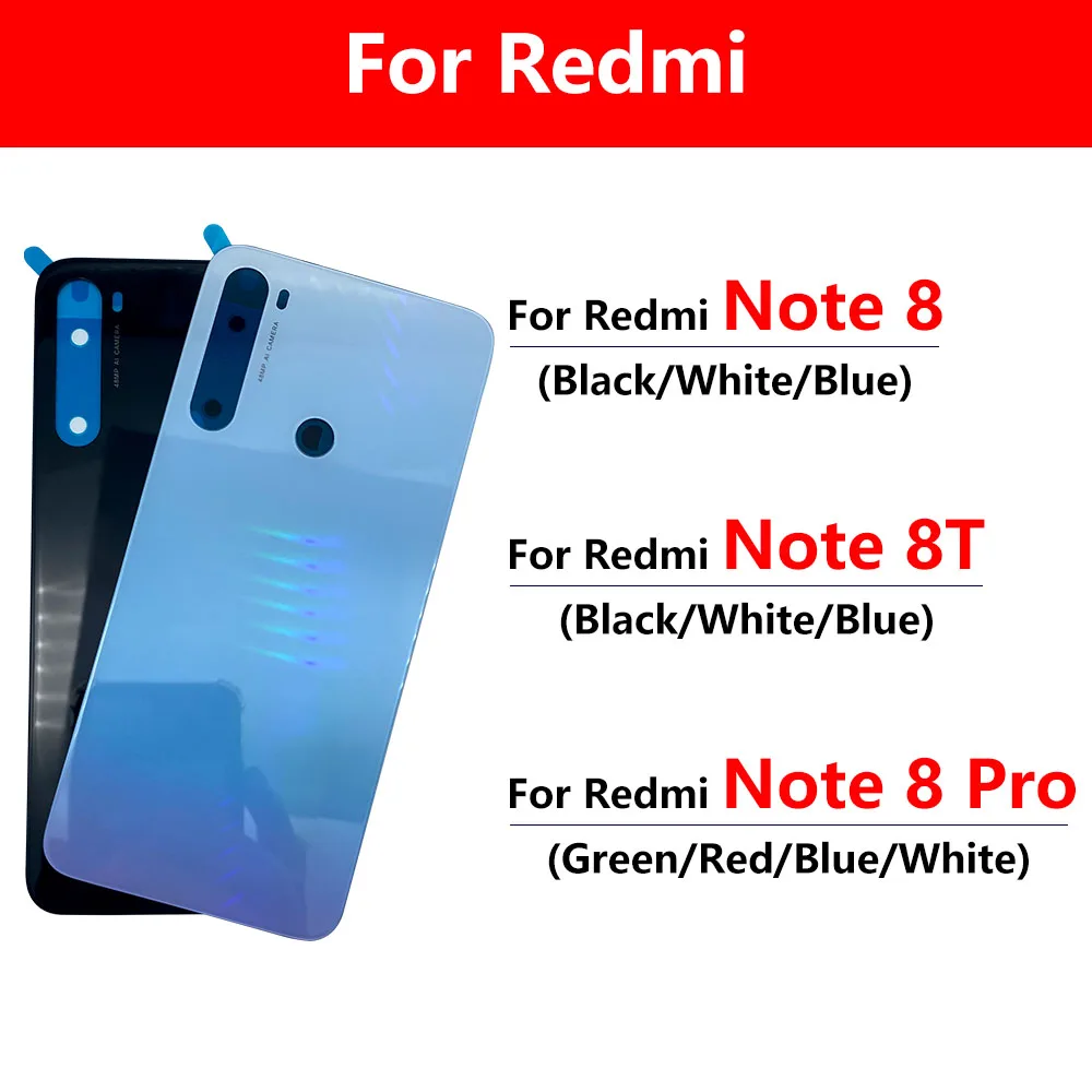 NEW Back Glass Rear Cover For Xiaomi Redmi Note 7 8 Note 8 Pro 8T Battery Back Cover Glass Rear Door Replacement Housing Case