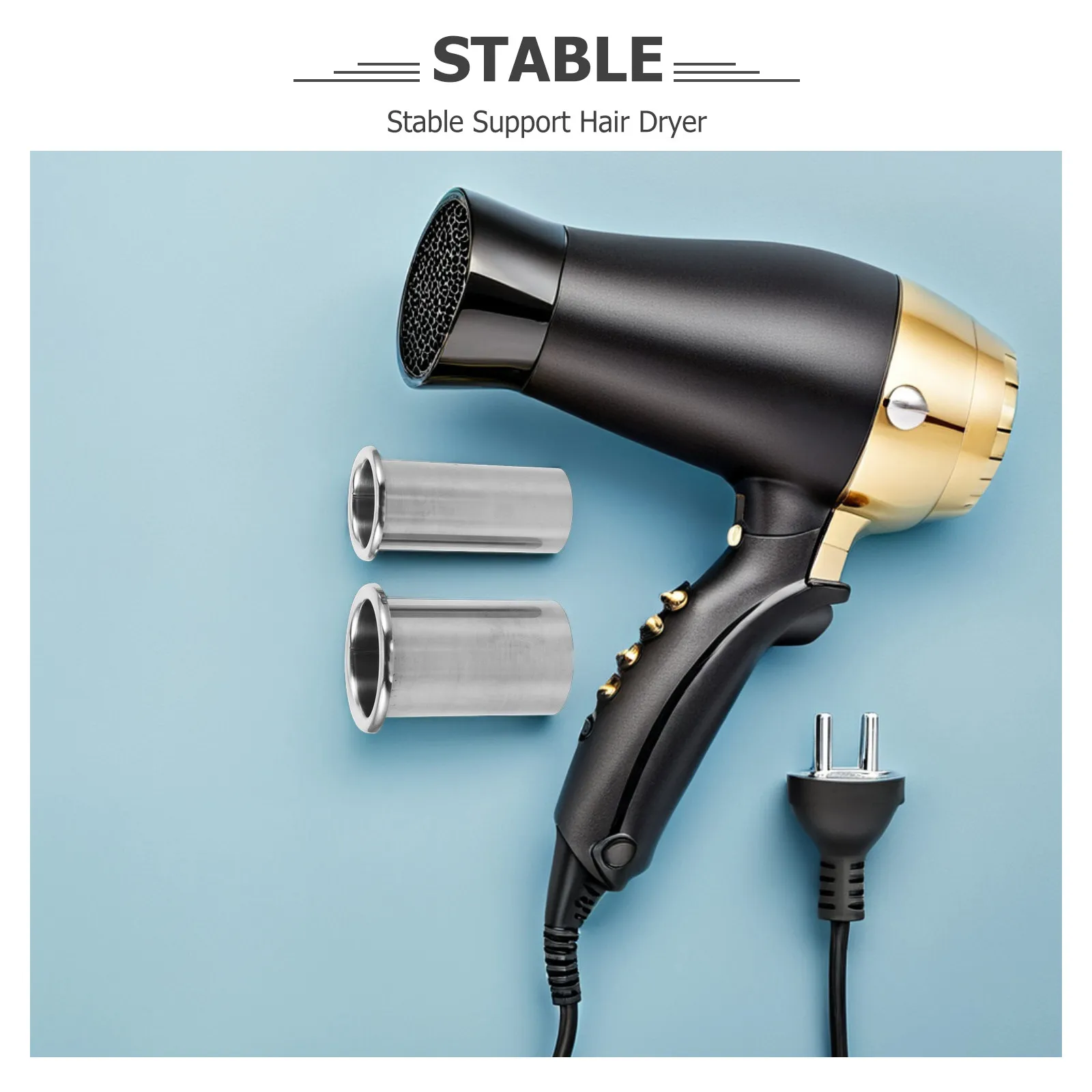 2Pcs Hair Dryer Organizer Stainless Steel Holder Dual Stand Heat Resistant Curling Iron Storage Blow Dryer Insert for Vanity view 3