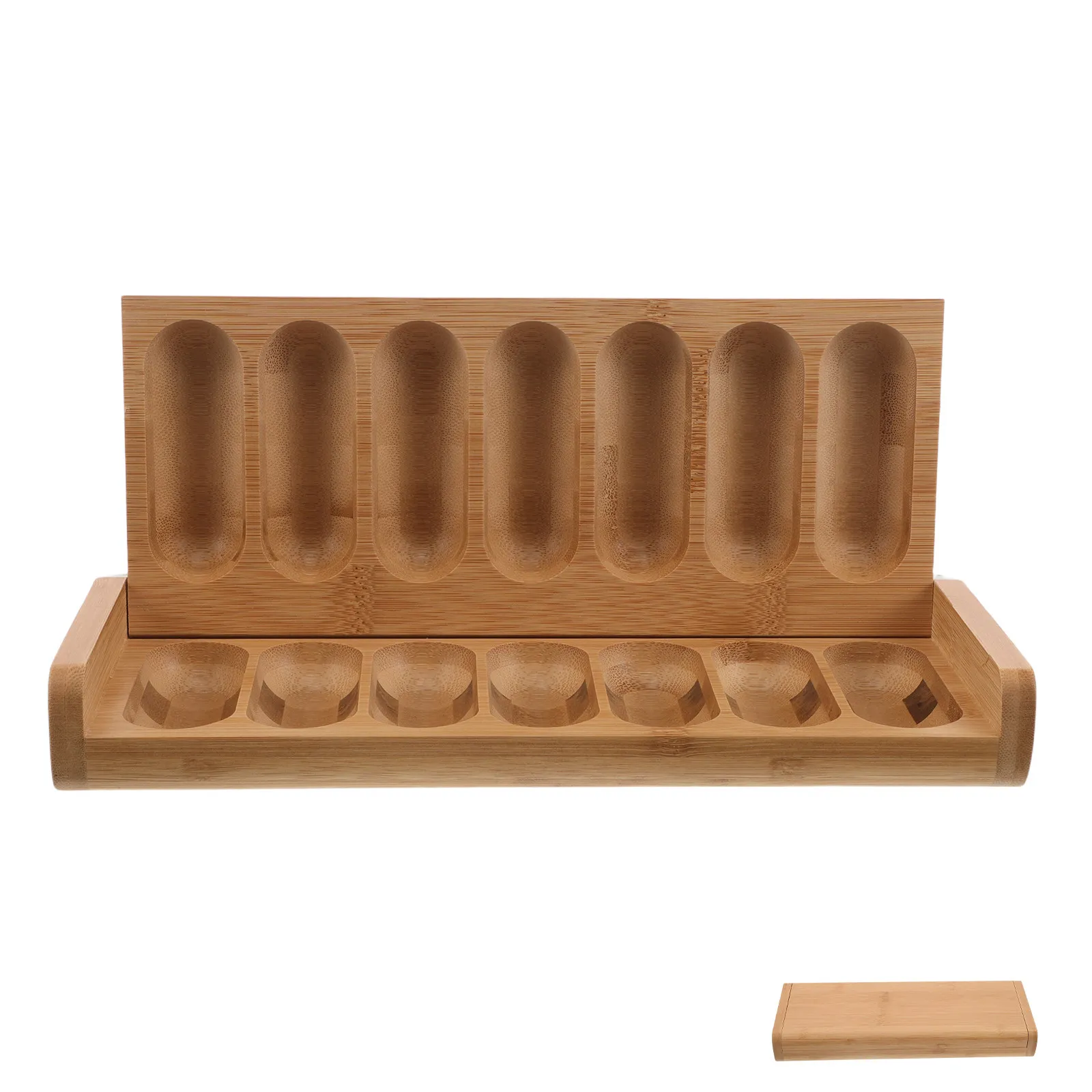 7 Slot Essential Oil Organizer Wooden Storage Case Natural Wood Holder for 10Ml Bottles Desktop Countertop Display Rack