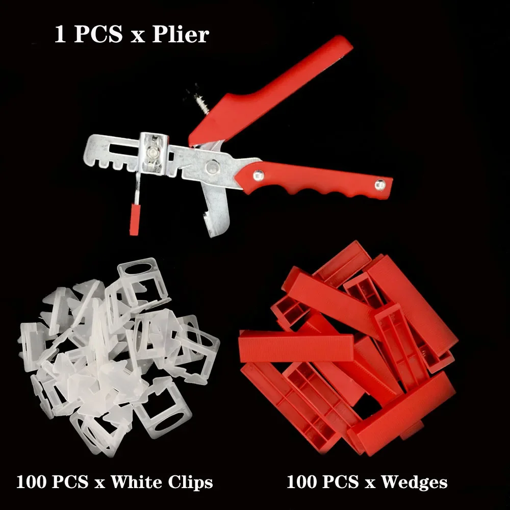 Best Professional Tile Leveling System 1/1.5 /2 /2.5/3 MM White Clips Red Wedge And Pliers For Laying Tiles Construction Tools