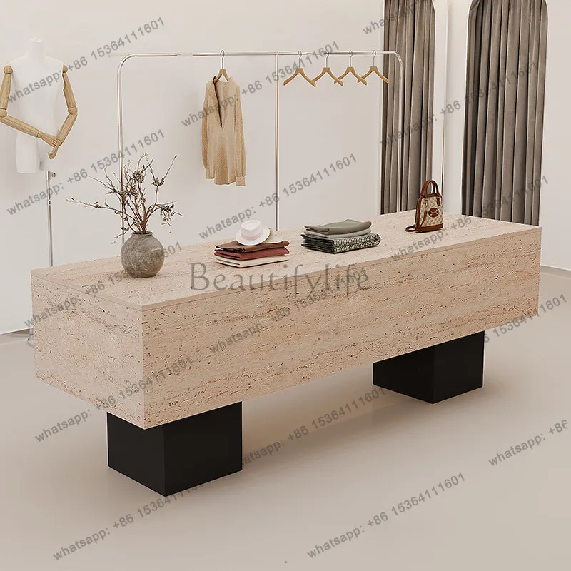 LJY Clothing store island table women clothing store simple modern display tables shoe bag showcase reception desk workstations