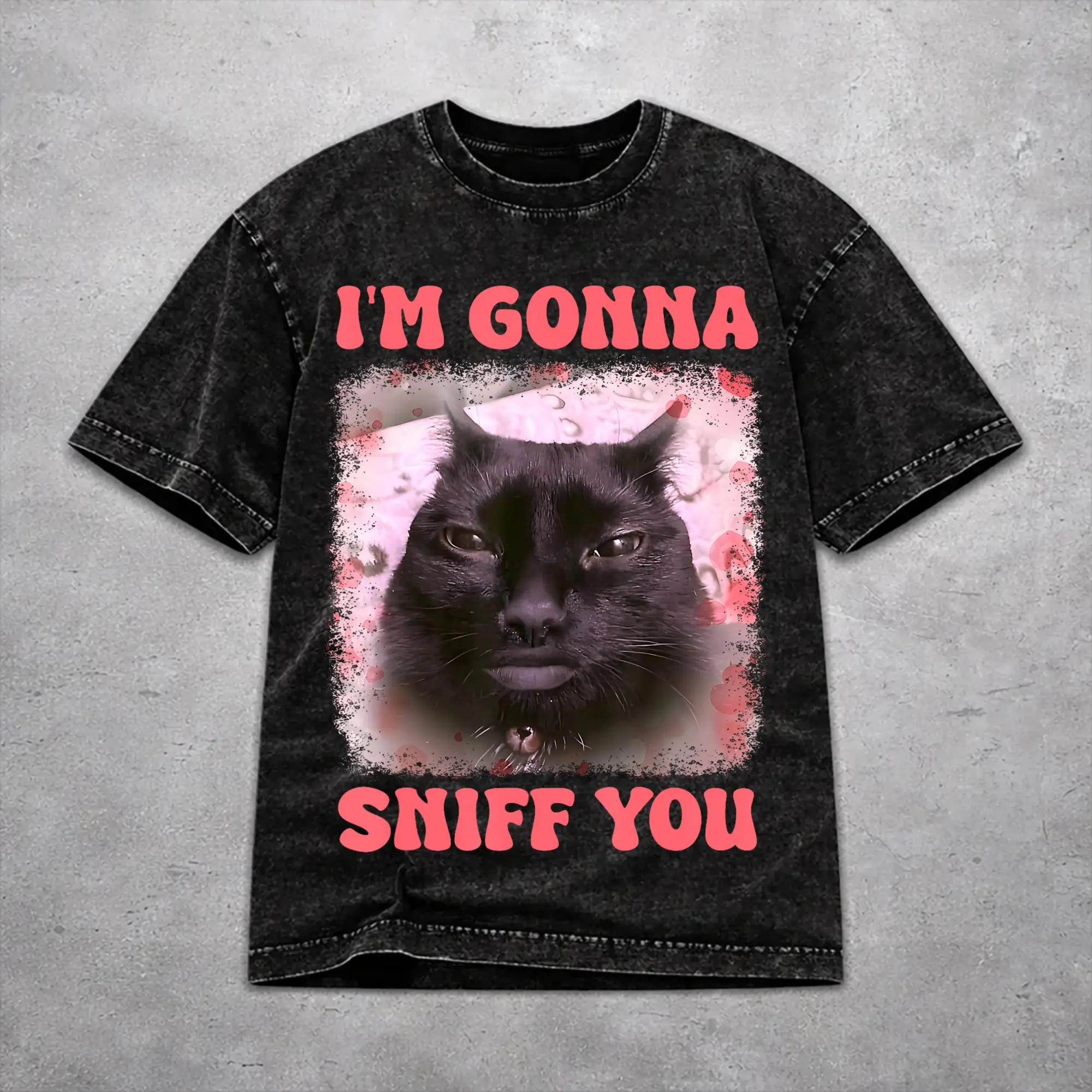 Hip Hop I'm Gonna Sniff You Funny Cat  Outfit T-Shirts for Men Women  Washed Cotton Tee Shirts Clothes
