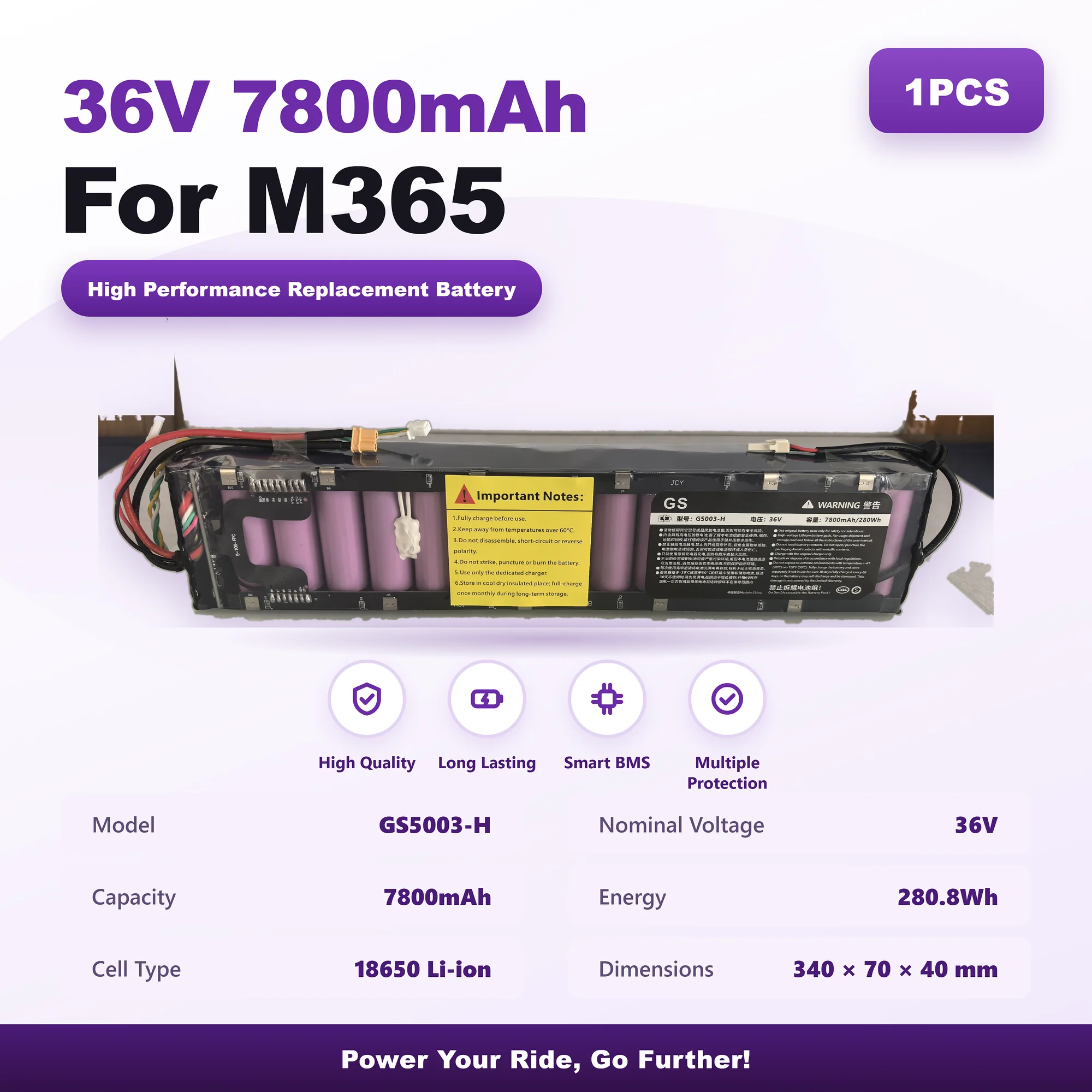 36V 7,8Ah 7800mAh 10S3P 18650 Li-Ionen-Akku für Xiaomi M365 / M356 / Pro Elektroroller, kompatibler Ersatz mit BMS – Detail 8