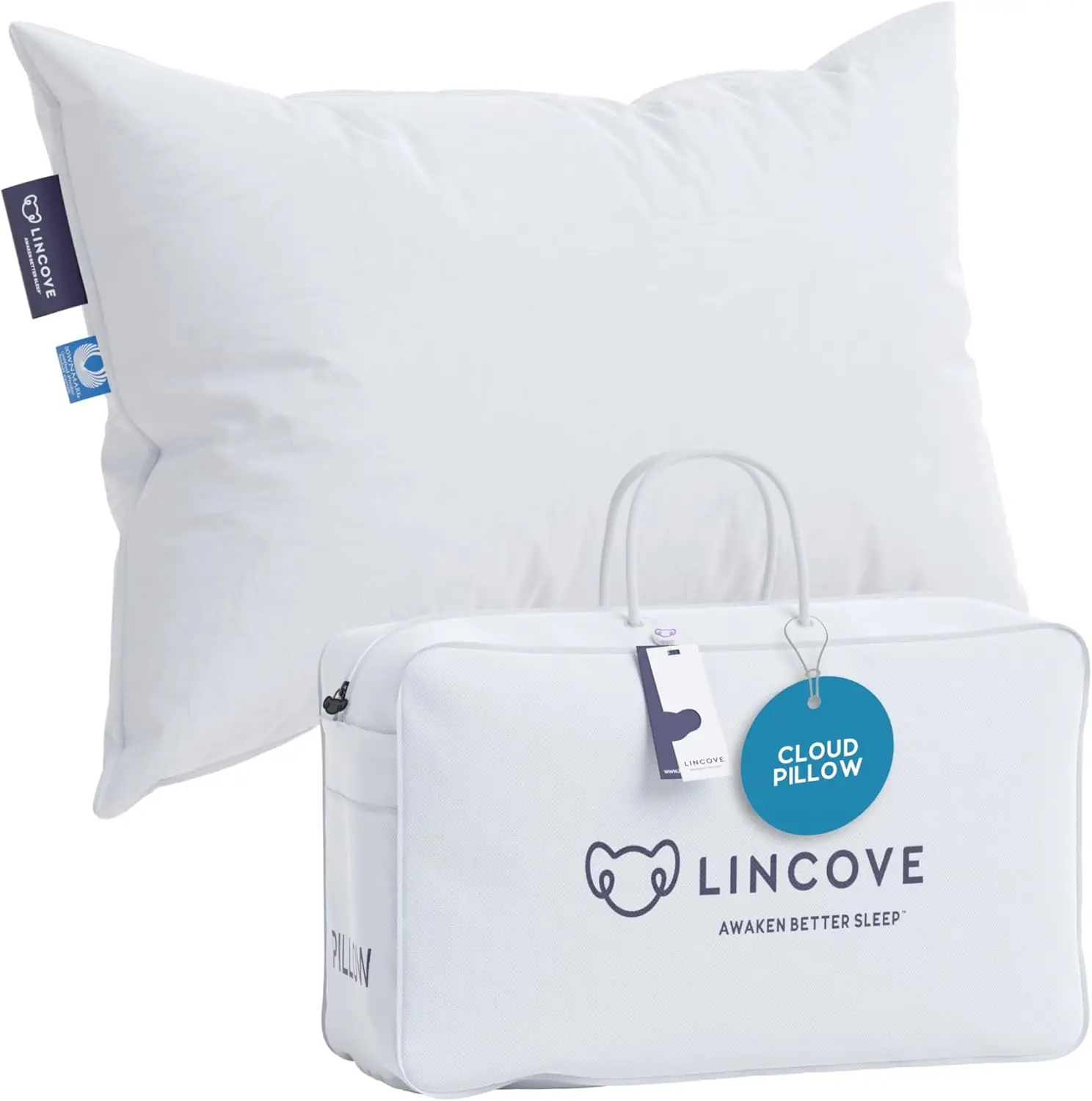 

Подушка Cloud Natural Canadian Down Pillow, белая роскошная подушка для сна — 625 Fill Power, хлопковая оболочка 500 нитей, сделано в Канаде