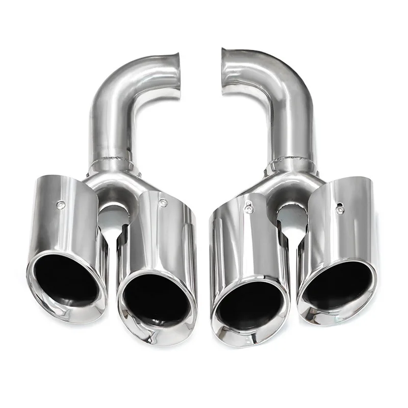 Suitable for 11 to 14 years Porsche Cayenne exhaust pipe modified stainless steel four-way round mouth tail throat muffler
