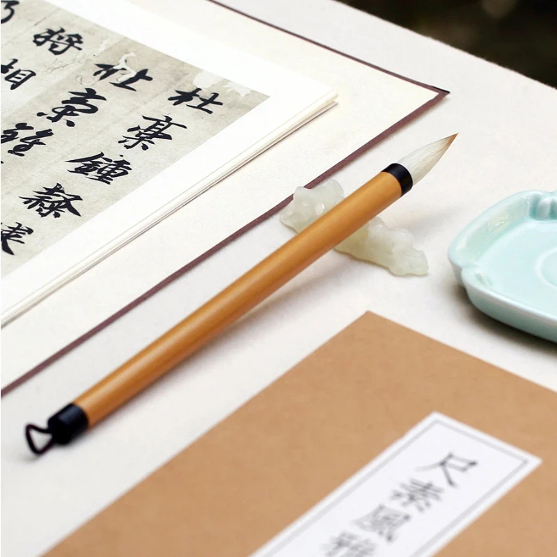 Mixed Hair Calligraphy Brush Short-pointed Garlic Head Small Regular Script Copying Scripture Writing Brush Pen Ouyang Xun