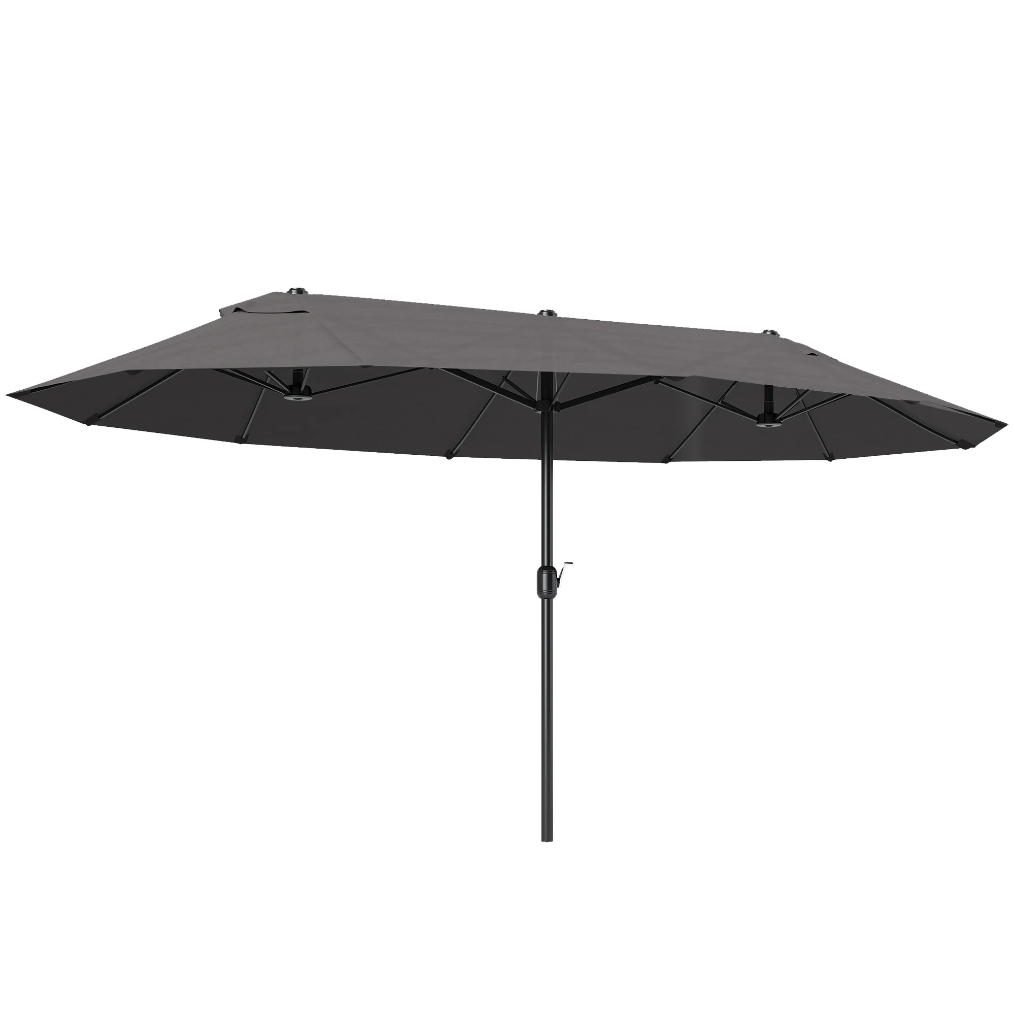 Extra Large 15' Patio Umbrella, Double-Sided Outdoor Pool Umbrella with Crank Handle, Gray