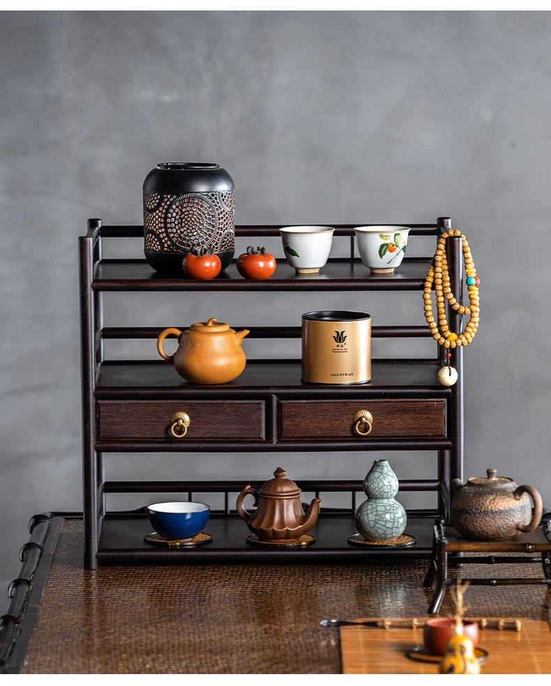 

Bogu Rack Solid Wood Chinese Tea Leaf Cup Rack Tea Set Storage Tea Table Teapot Storage Rack