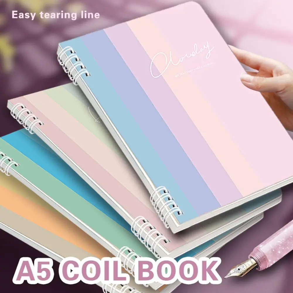 Thickened A5 Spiral Notebooks Color Perforated Pages Notepad Horizontal Line Inner Pages Hand Account Book Hand Account Book