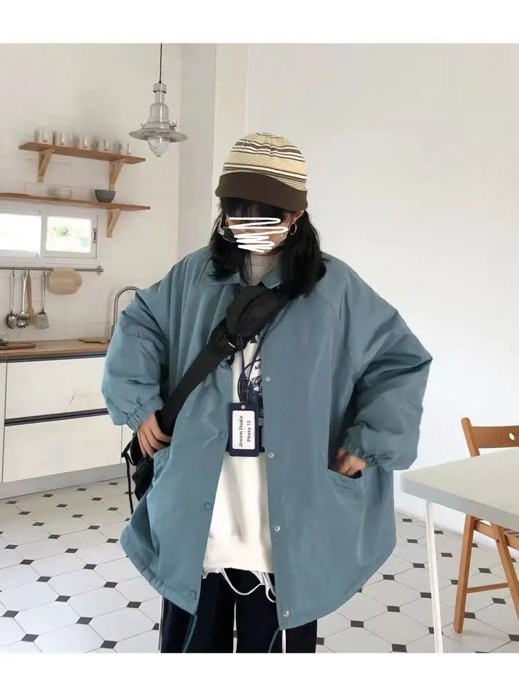 Jaqueta de algodão grosso retrô retrô americano, outono/inverno, Y2K, Harajuku, quente e quente, japonês