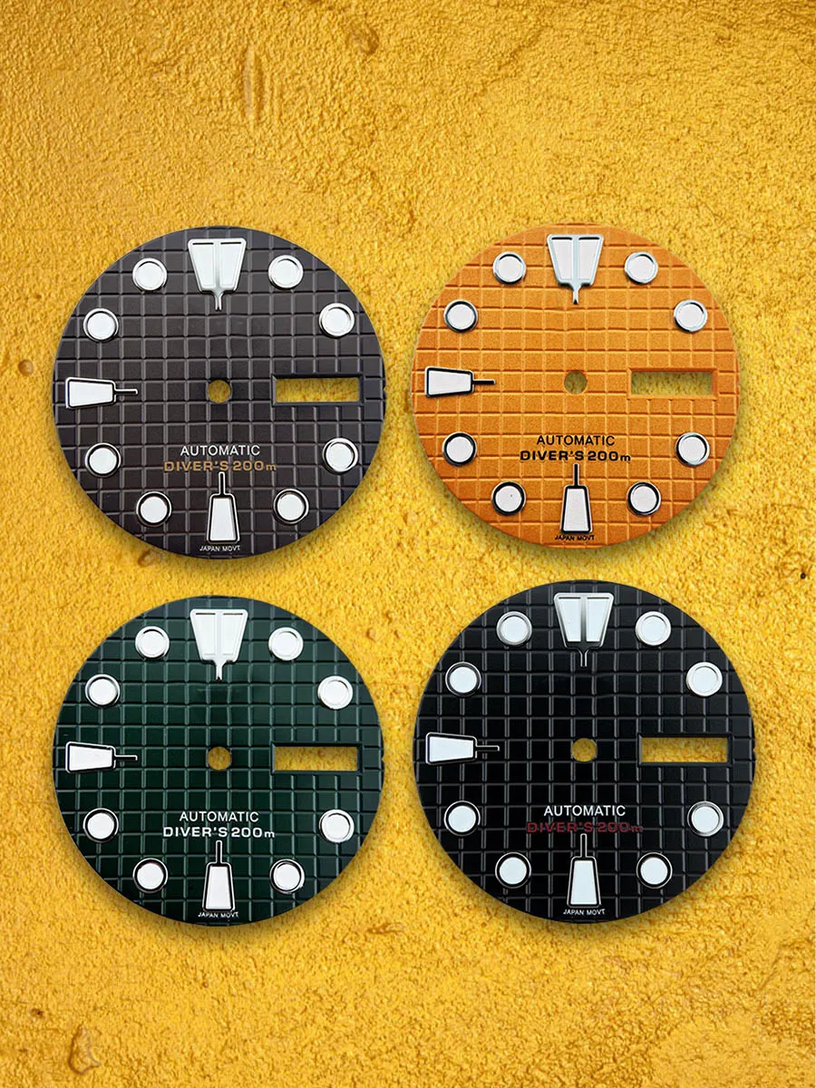 

28.5mm S Logo C3 Green Luminous Fit NH36/4R36 Automatic Movement Waffle Dial Latest styles Watch Modification Accessories