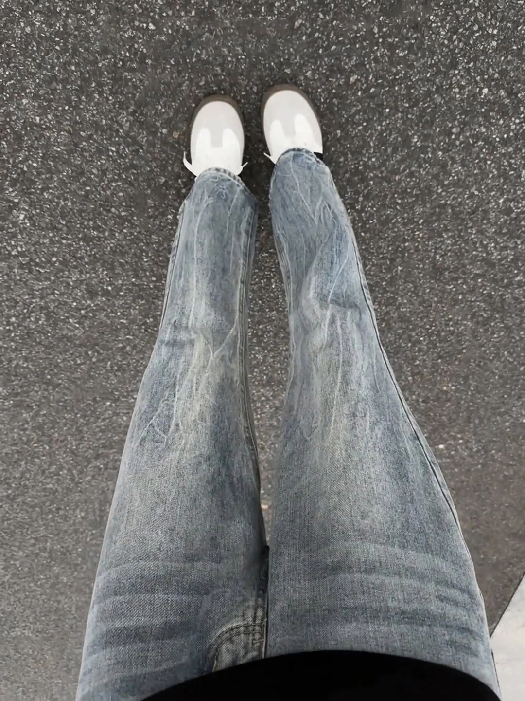 

Men's Winter Thiened Fce Straight Leg Jeans Lightning Bamboo Node Pattern Bell Bot American Vibe Knife Pants