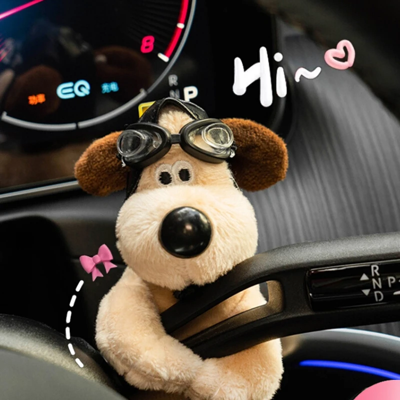 Peluche chiot embrayage décoration essuie-glace de voiture clignotant interrupteur décoration mignon chien voiture essuie-glace poupée accessoires cadeau d'anniversaire ﻿