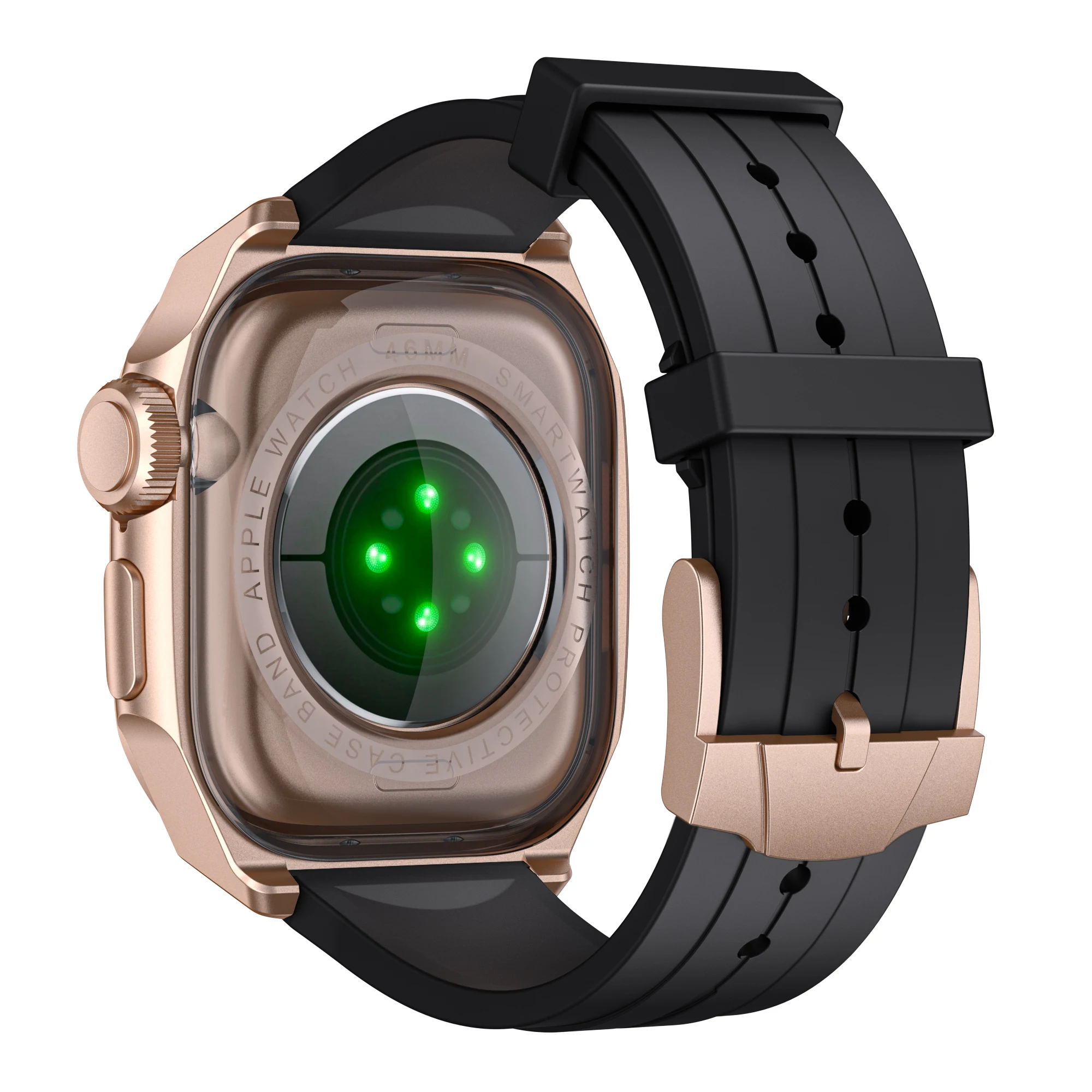 Luxury Modification Kit For Apple Watch 10 46mm Stainless Steel Case For Iwatch Series10 46mm Metal Case Rubber Band Diy Mod Kit